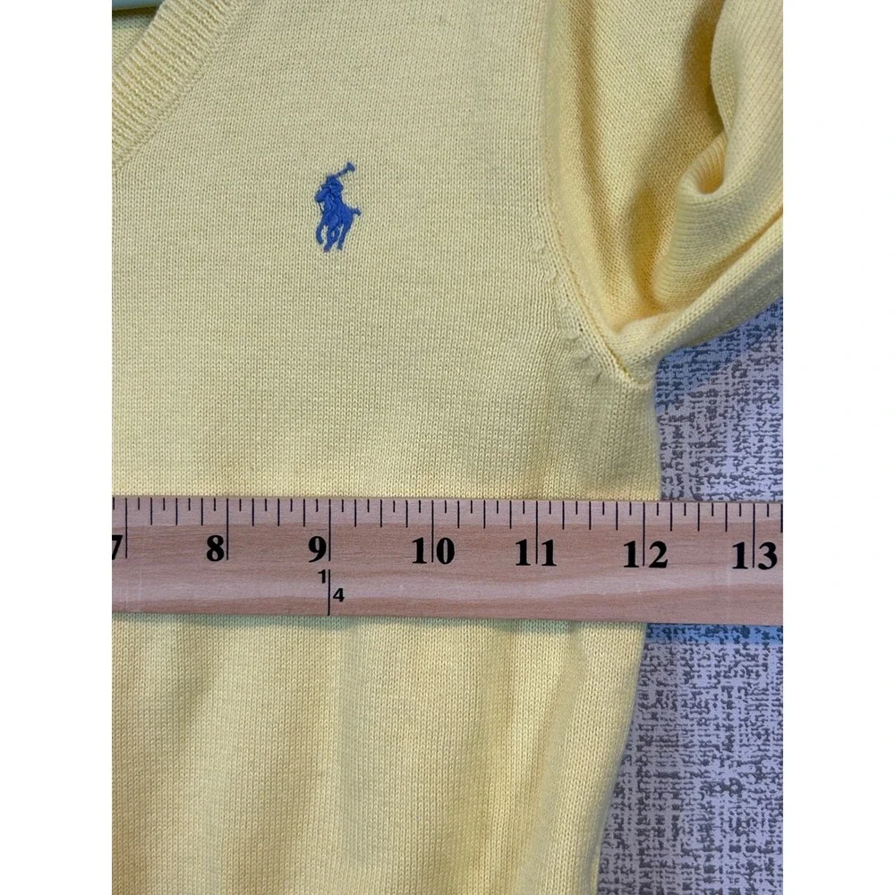 Polo Ralph Lauren Kids Yellow V-Neck Cotton Knit Sweater‎ Size 4 Blue Pony Logo
